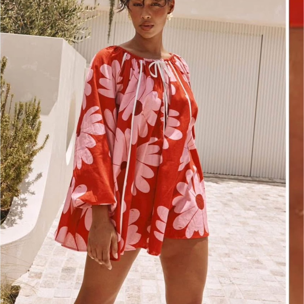 Sabo Skirt Red and Pink Swim Coverup